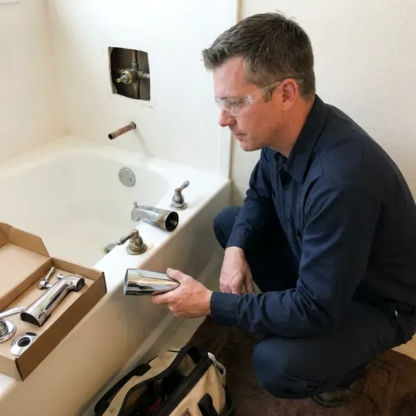 Beau's Plumbing technician providing bathtub faucet replacement in New Orleans, LA