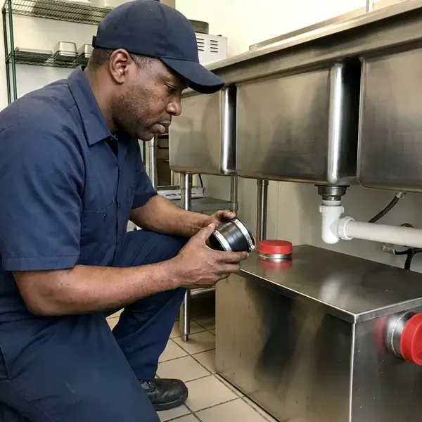 Beau's Plumbing technician providing grease trap installation in Kenner, LA