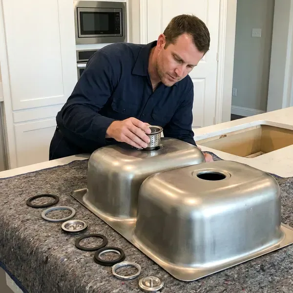 Beau's Plumbing technician providing kitchen sink installation in Mandeville, LA