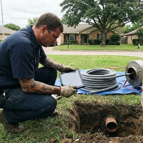 Beau's Plumbing technician providing trenchless pipe repair in New Orleans, LA