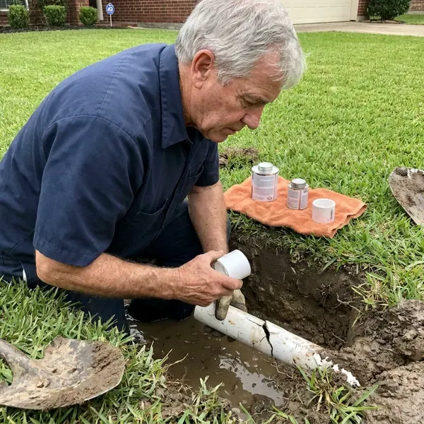 Beau's Plumbing technician providing water line repair in New Orleans, LA